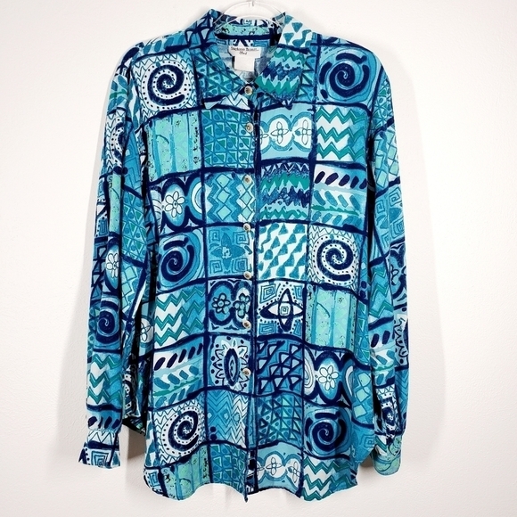 Stephanie Thomas Sport Tops - STEPHANIE THOMAS SPORT BUTTON FRONT BLOUSE